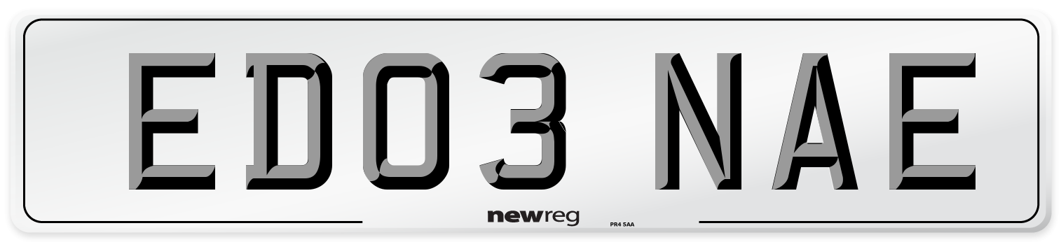 ED03 NAE Number Plate from New Reg